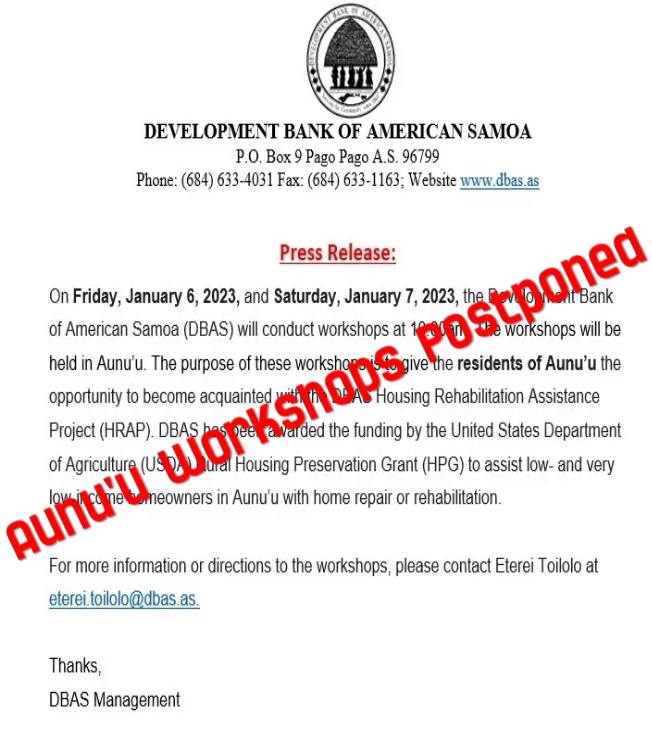 Public Notice – January 6, 2023